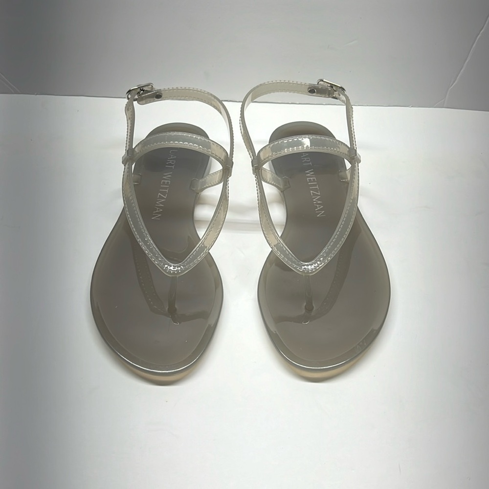 Stuart Weitzman Jelly Thong Sandals Size 7 Clear Gray Color